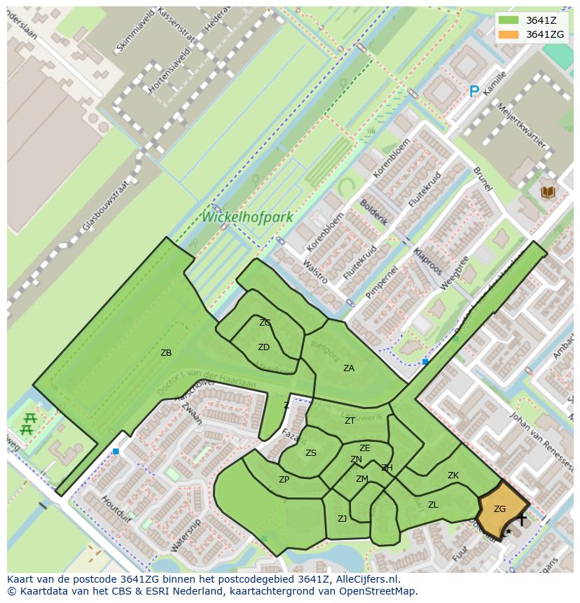 Afbeelding van het postcodegebied 3641 ZG op de kaart.