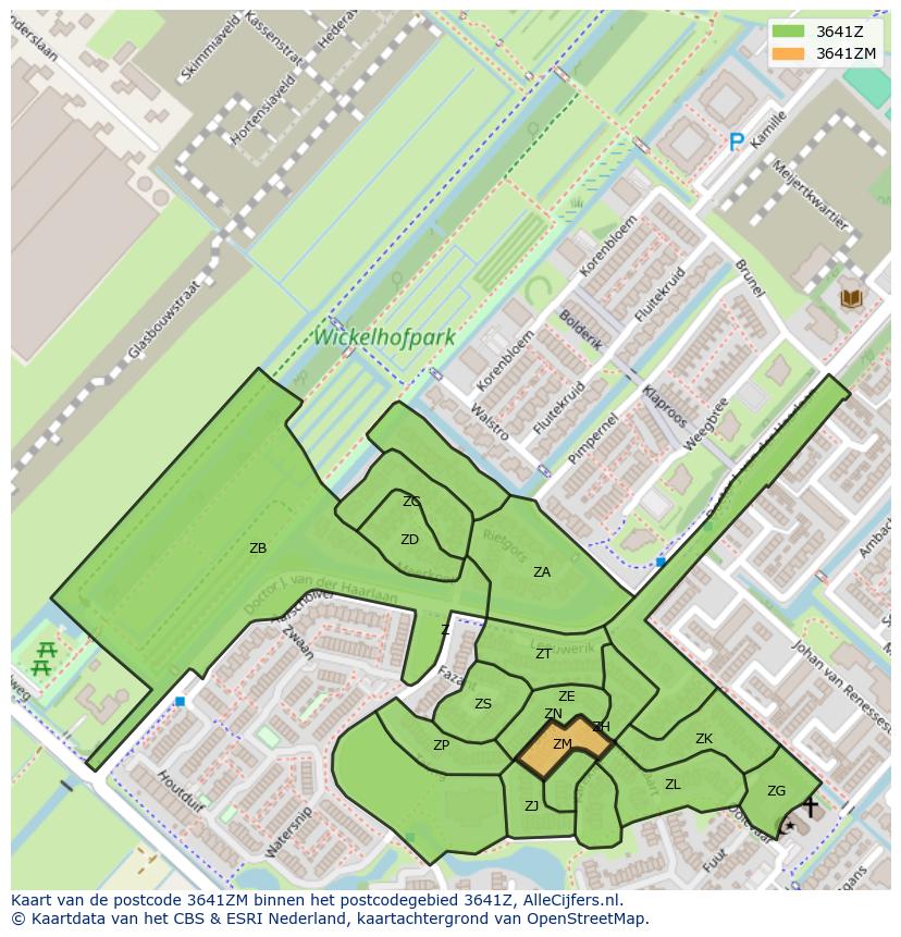 Afbeelding van het postcodegebied 3641 ZM op de kaart.