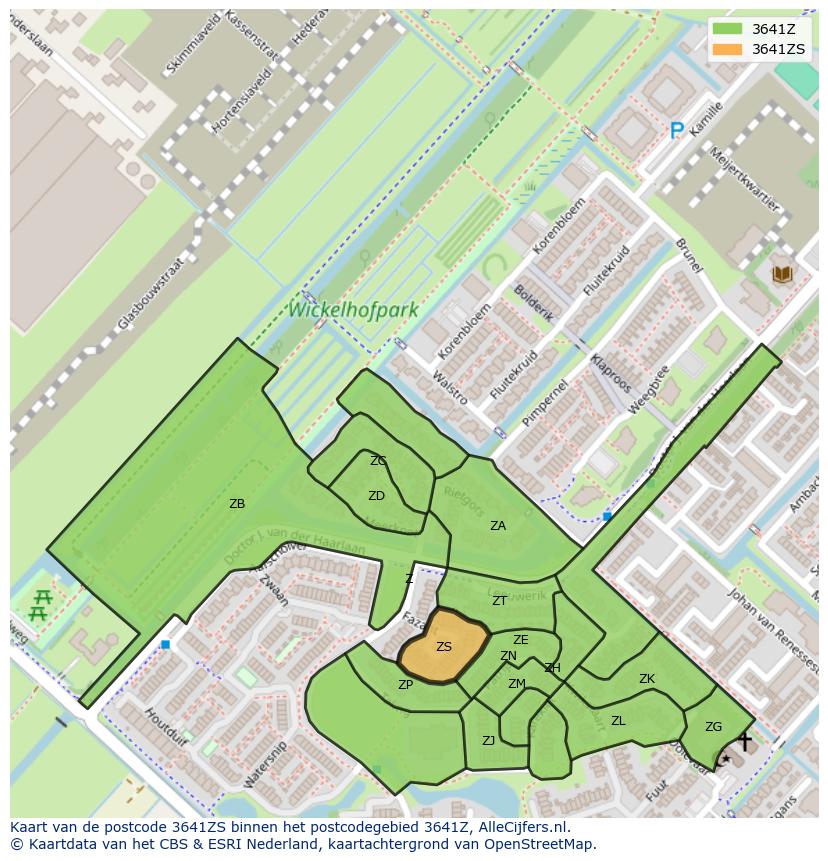 Afbeelding van het postcodegebied 3641 ZS op de kaart.