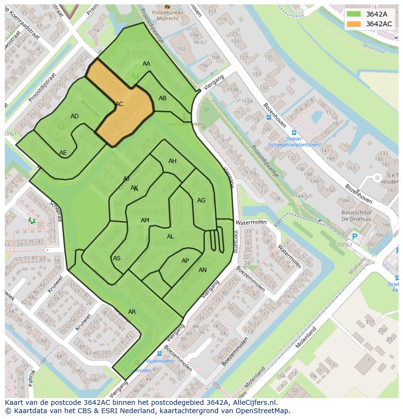 Afbeelding van het postcodegebied 3642 AC op de kaart.