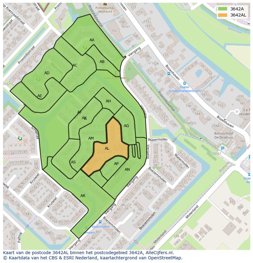 Afbeelding van het postcodegebied 3642 AL op de kaart.