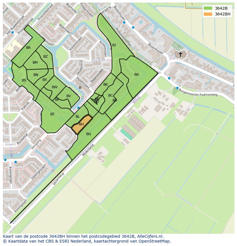 Afbeelding van het postcodegebied 3642 BH op de kaart.