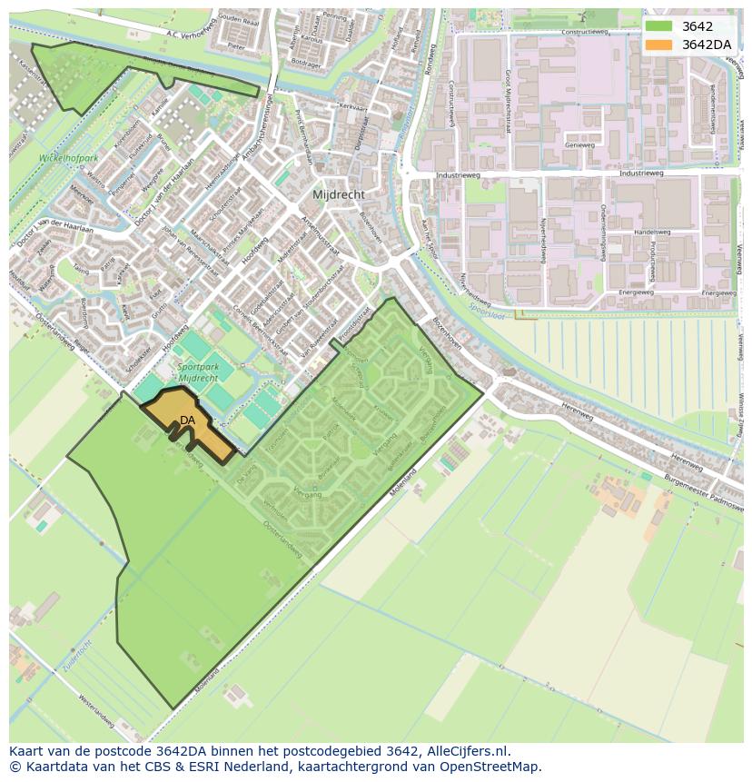 Afbeelding van het postcodegebied 3642 DA op de kaart.