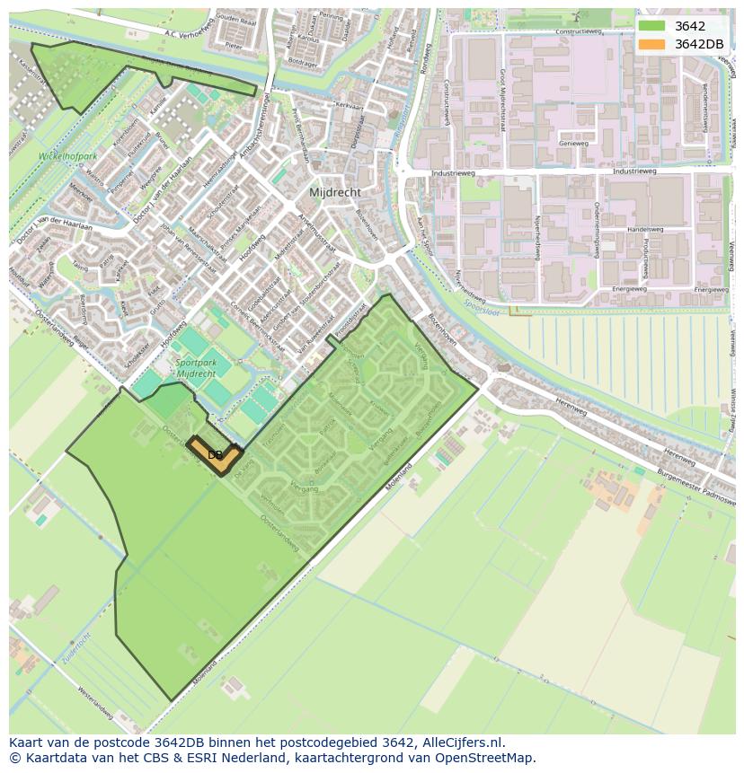 Afbeelding van het postcodegebied 3642 DB op de kaart.