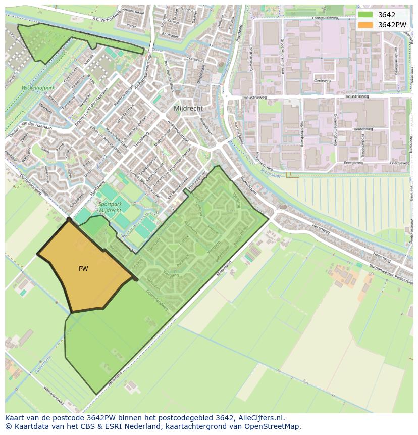 Afbeelding van het postcodegebied 3642 PW op de kaart.
