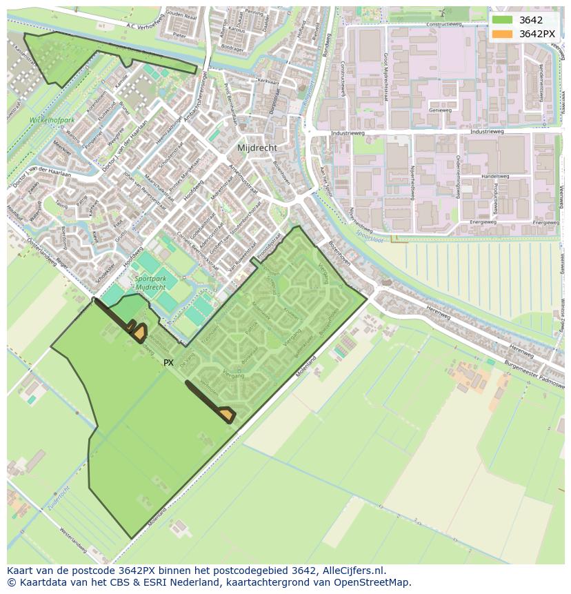 Afbeelding van het postcodegebied 3642 PX op de kaart.