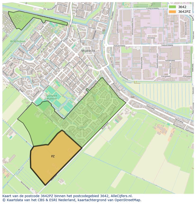 Afbeelding van het postcodegebied 3642 PZ op de kaart.