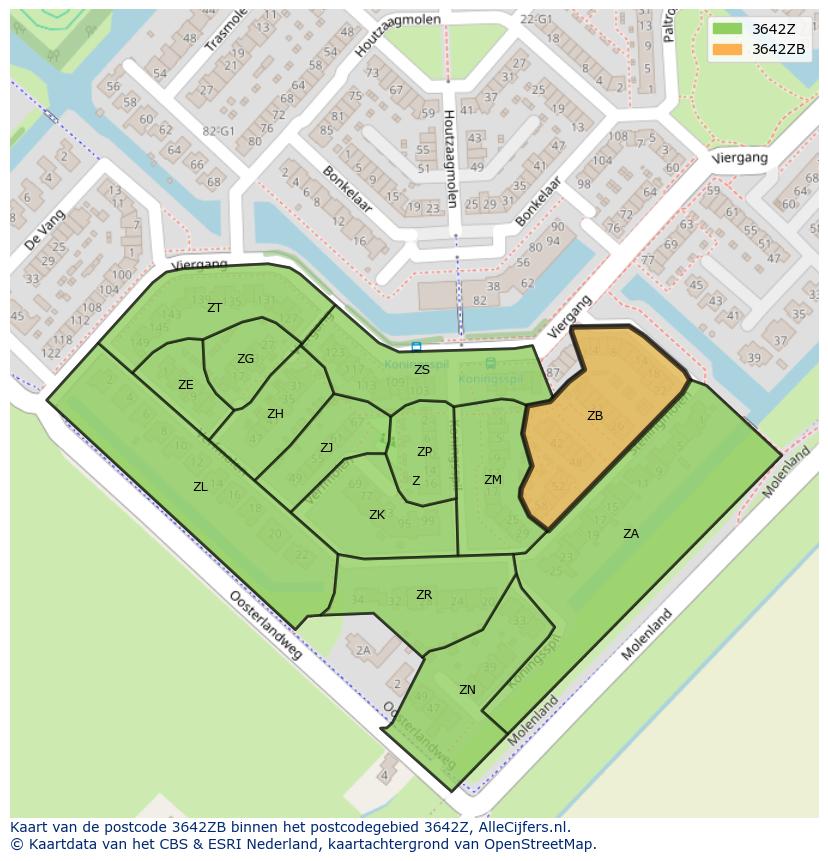 Afbeelding van het postcodegebied 3642 ZB op de kaart.