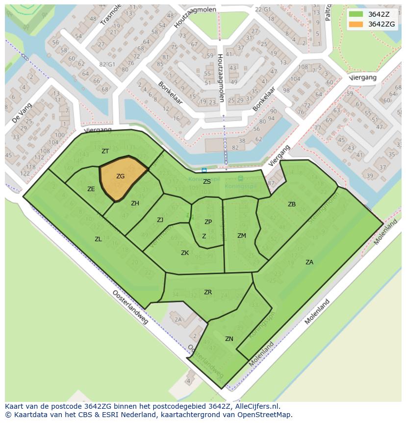 Afbeelding van het postcodegebied 3642 ZG op de kaart.