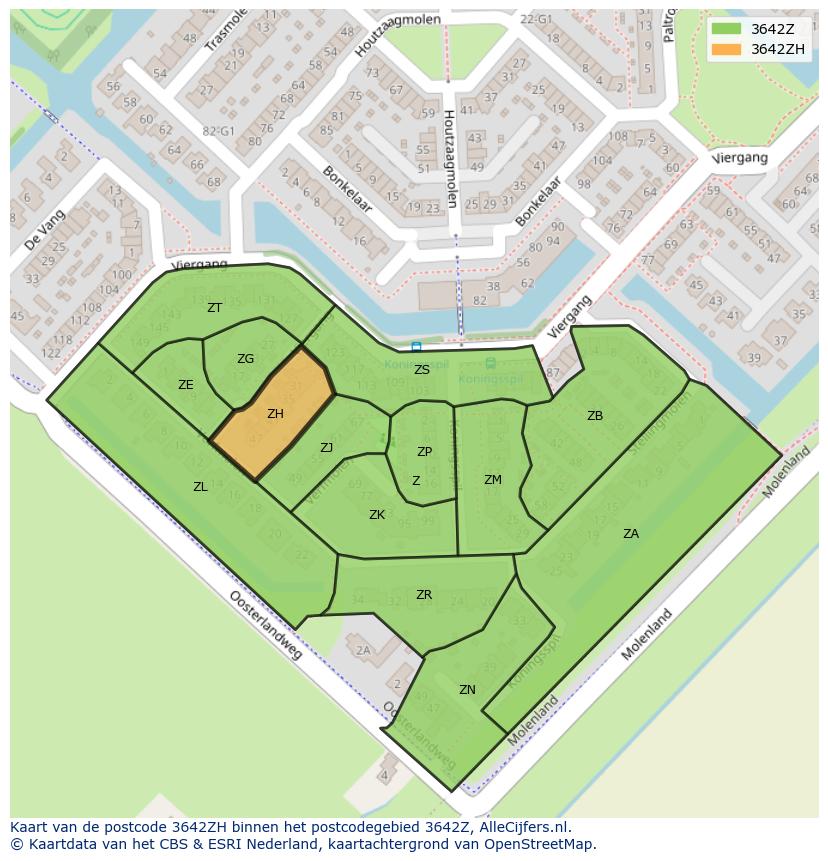 Afbeelding van het postcodegebied 3642 ZH op de kaart.