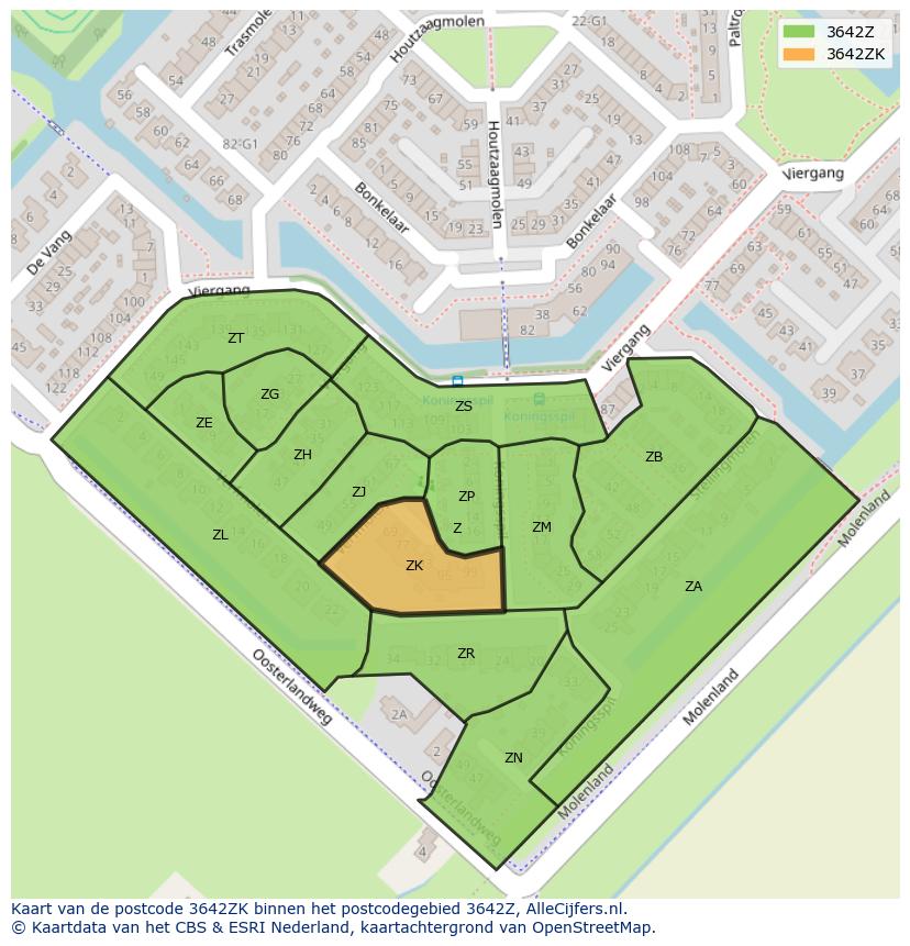 Afbeelding van het postcodegebied 3642 ZK op de kaart.