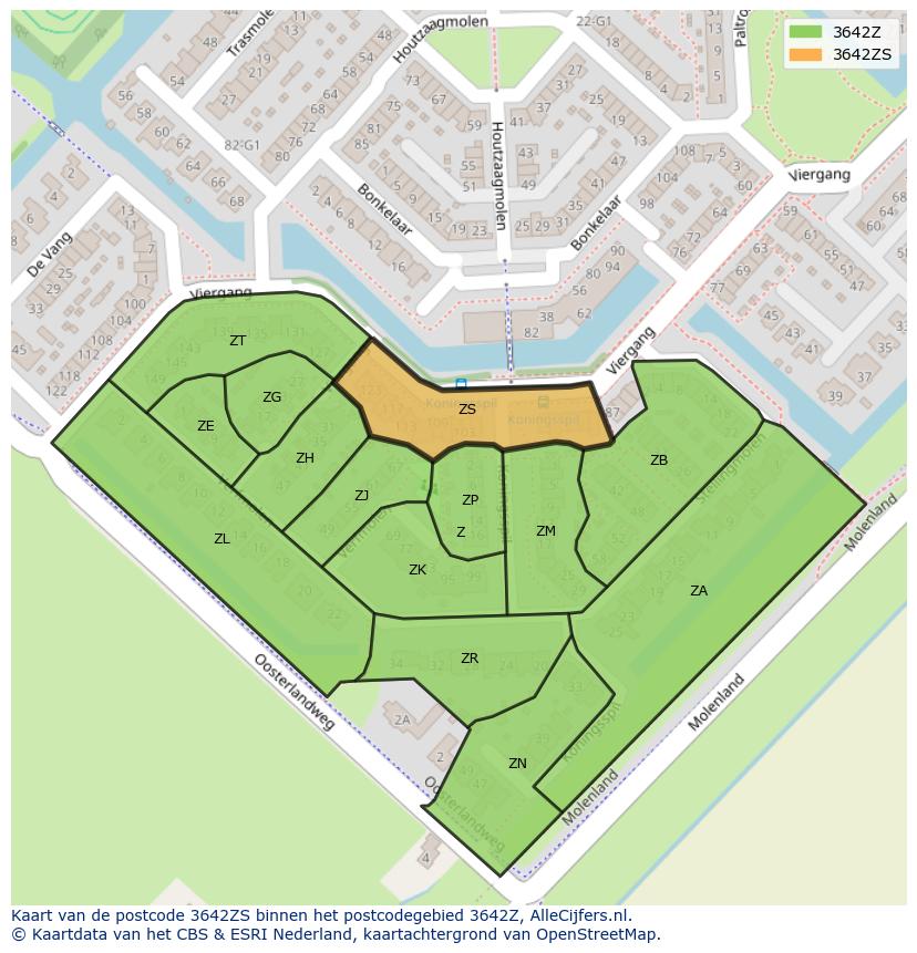 Afbeelding van het postcodegebied 3642 ZS op de kaart.