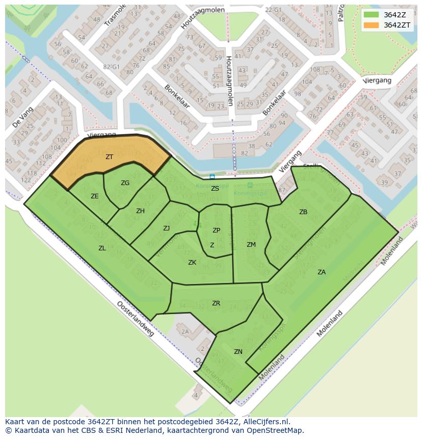 Afbeelding van het postcodegebied 3642 ZT op de kaart.