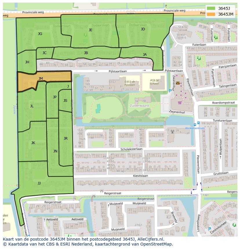 Afbeelding van het postcodegebied 3645 JM op de kaart.