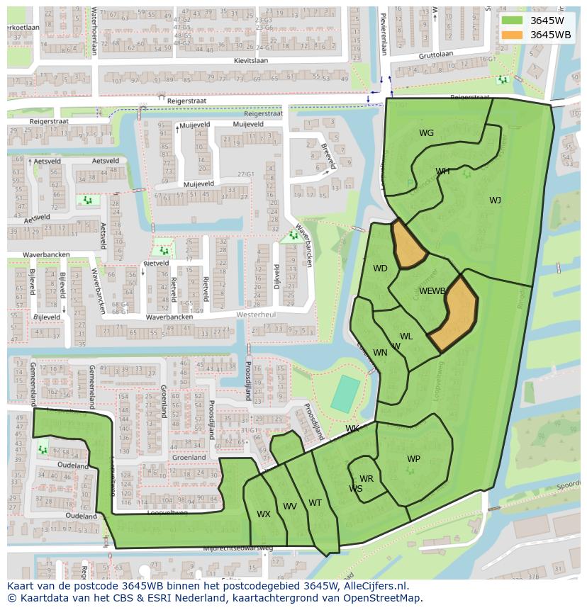Afbeelding van het postcodegebied 3645 WB op de kaart.