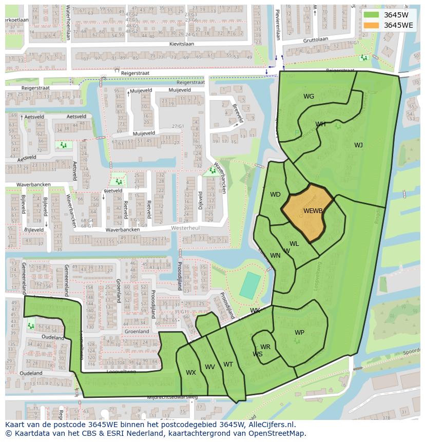 Afbeelding van het postcodegebied 3645 WE op de kaart.