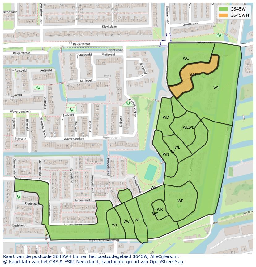 Afbeelding van het postcodegebied 3645 WH op de kaart.