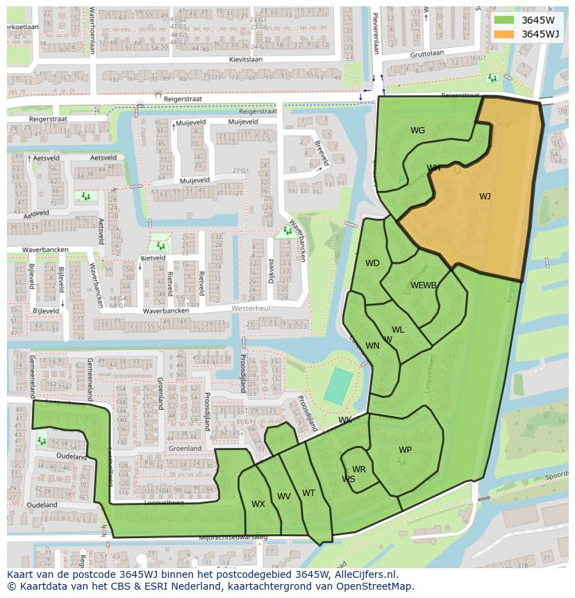 Afbeelding van het postcodegebied 3645 WJ op de kaart.