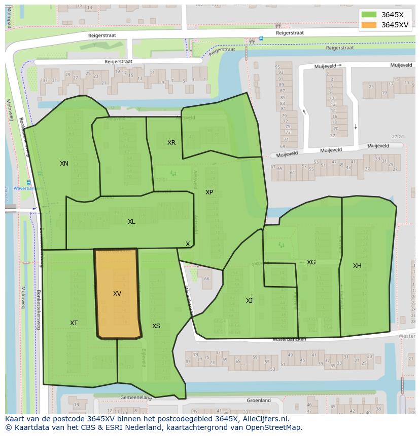 Afbeelding van het postcodegebied 3645 XV op de kaart.