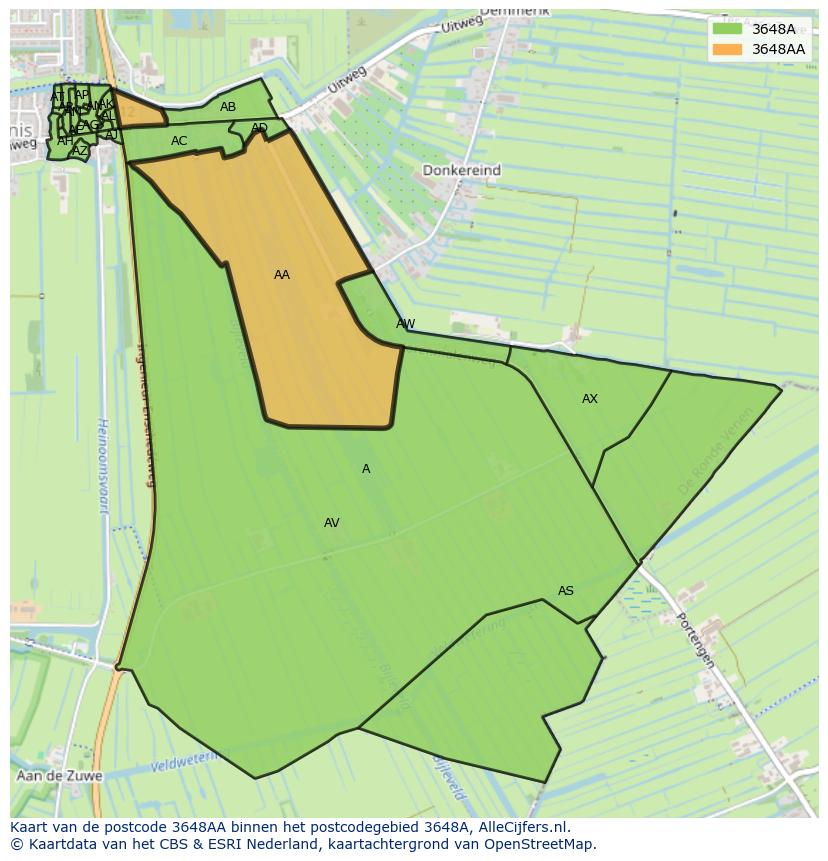 Afbeelding van het postcodegebied 3648 AA op de kaart.