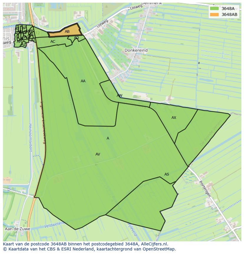Afbeelding van het postcodegebied 3648 AB op de kaart.