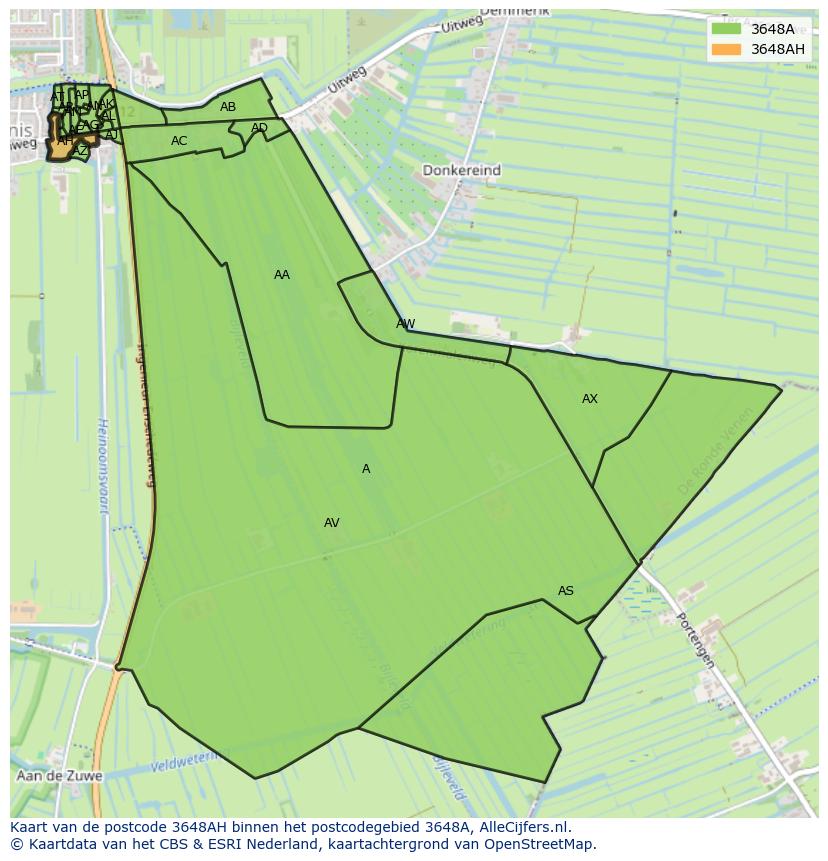 Afbeelding van het postcodegebied 3648 AH op de kaart.