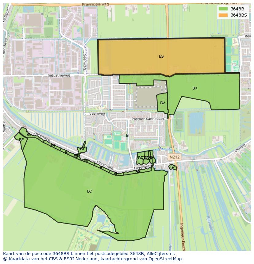 Afbeelding van het postcodegebied 3648 BS op de kaart.