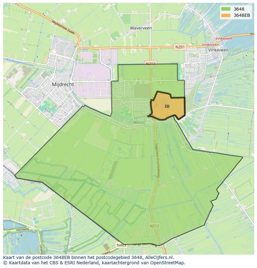 Afbeelding van het postcodegebied 3648 EB op de kaart.