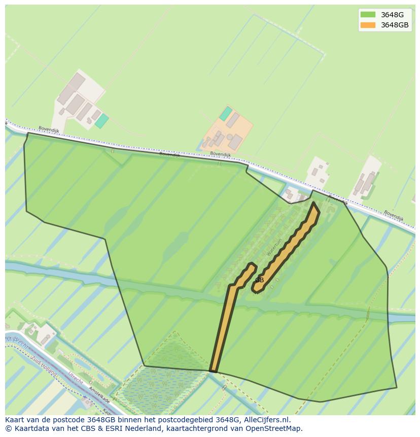 Afbeelding van het postcodegebied 3648 GB op de kaart.