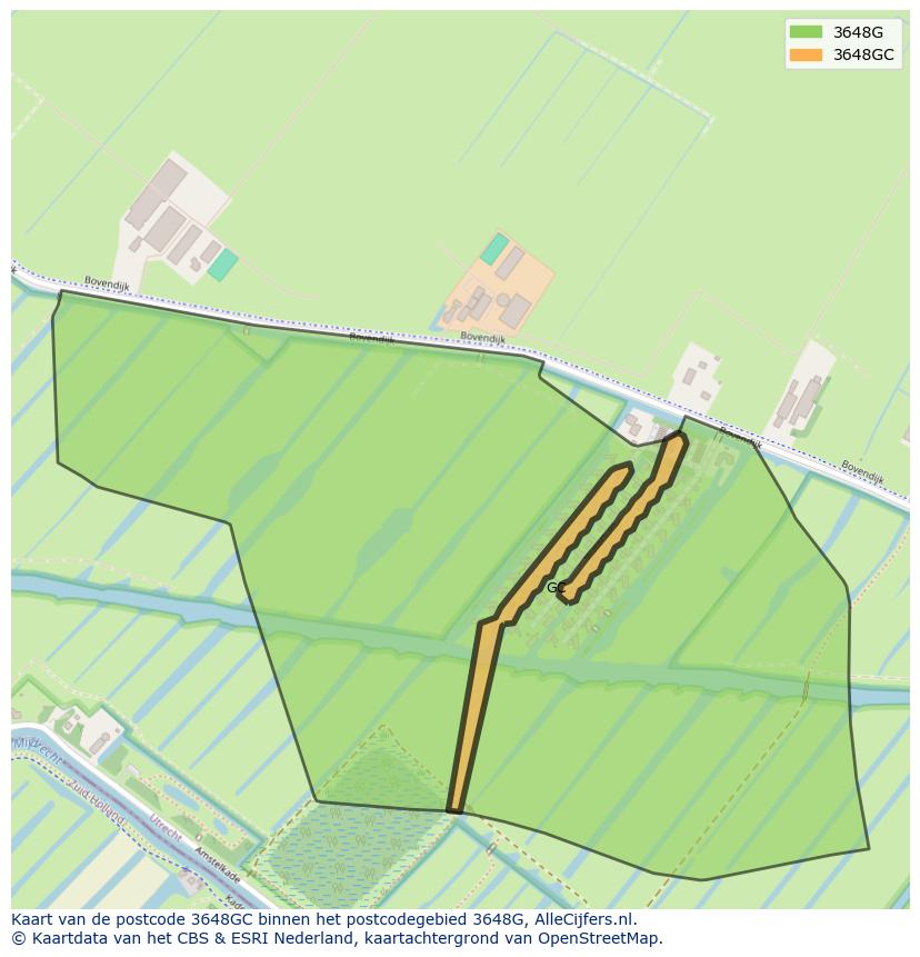 Afbeelding van het postcodegebied 3648 GC op de kaart.