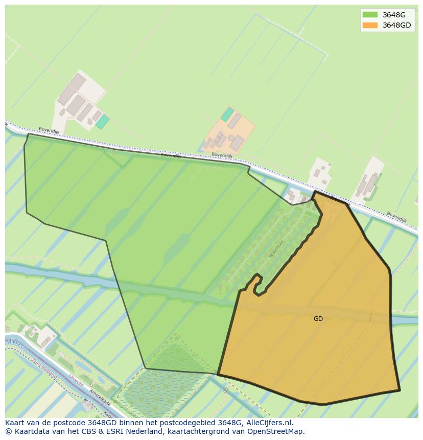 Afbeelding van het postcodegebied 3648 GD op de kaart.