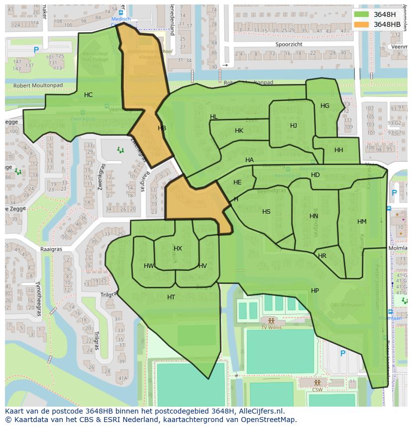 Afbeelding van het postcodegebied 3648 HB op de kaart.