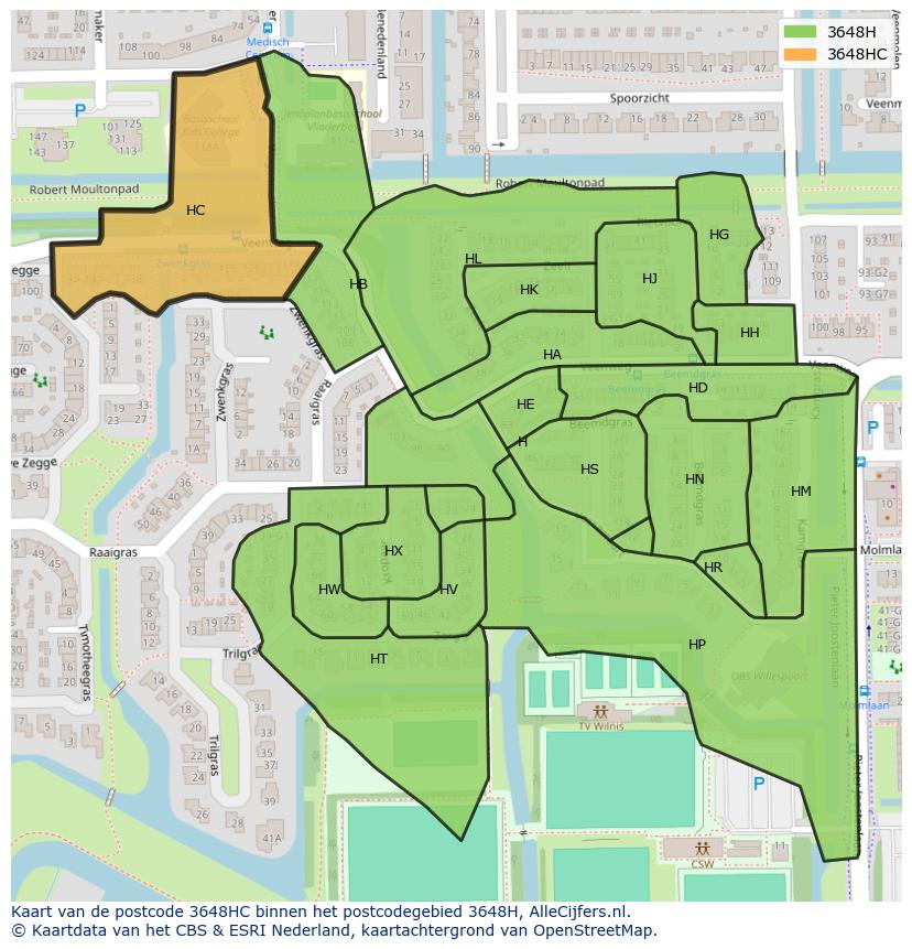 Afbeelding van het postcodegebied 3648 HC op de kaart.