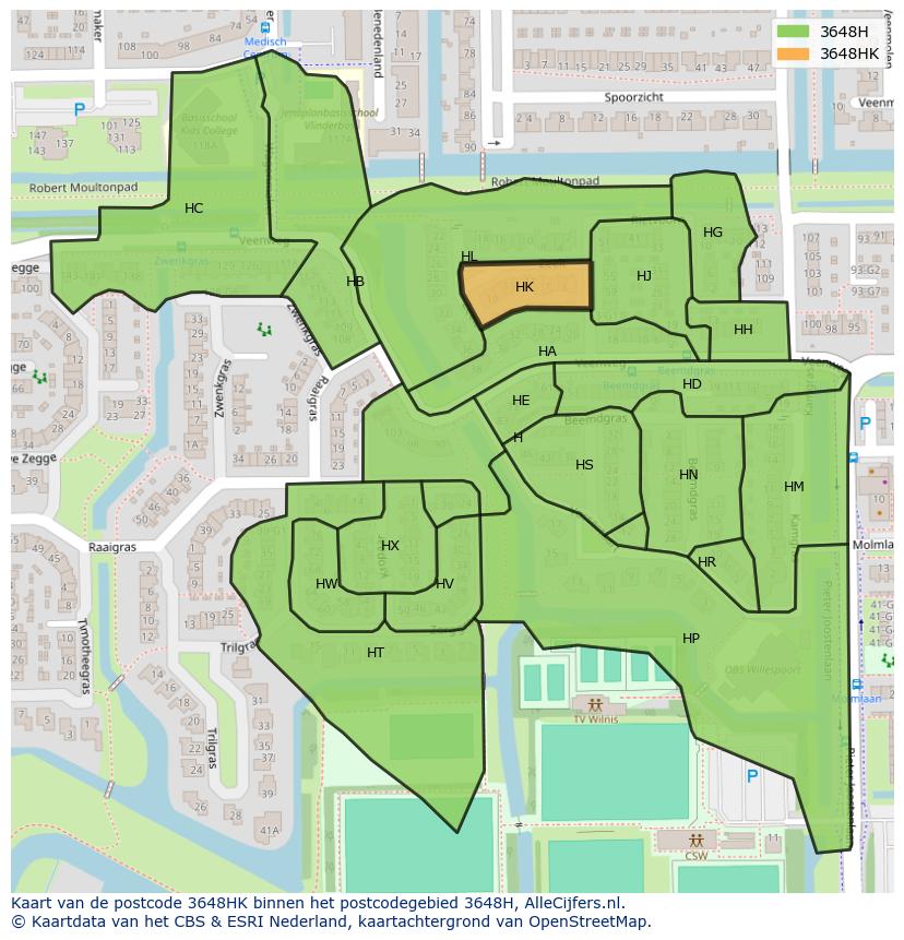 Afbeelding van het postcodegebied 3648 HK op de kaart.