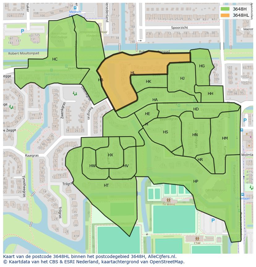 Afbeelding van het postcodegebied 3648 HL op de kaart.