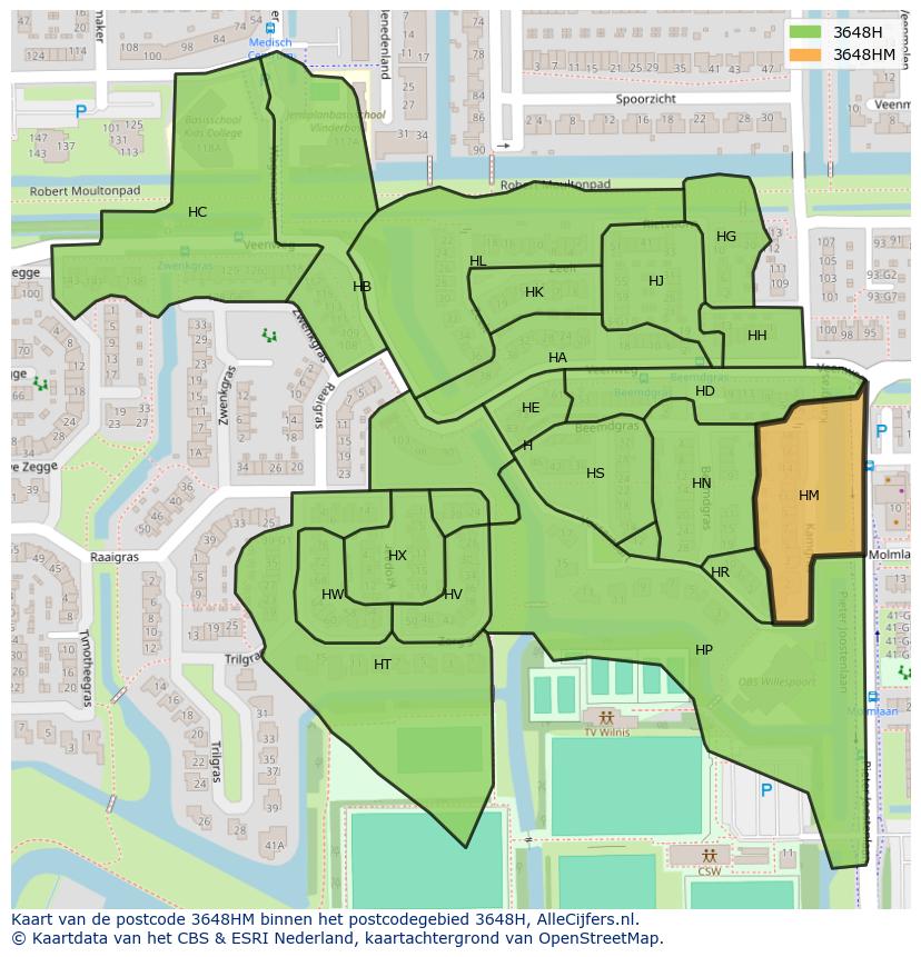 Afbeelding van het postcodegebied 3648 HM op de kaart.