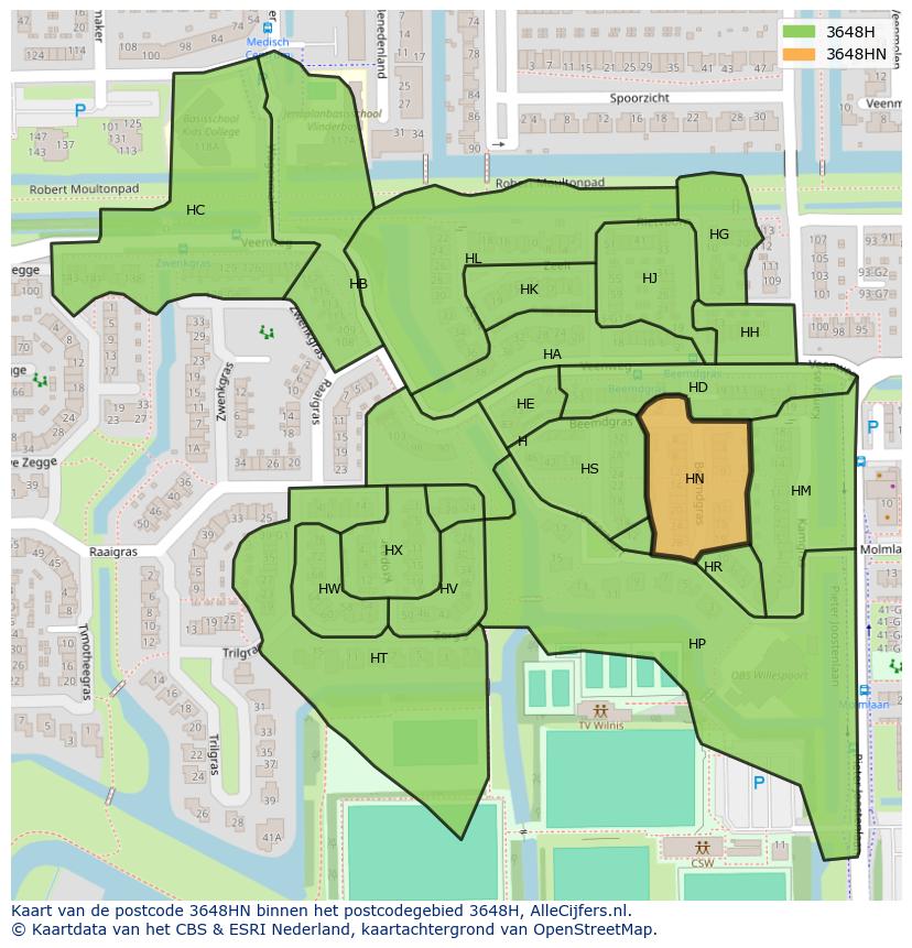 Afbeelding van het postcodegebied 3648 HN op de kaart.