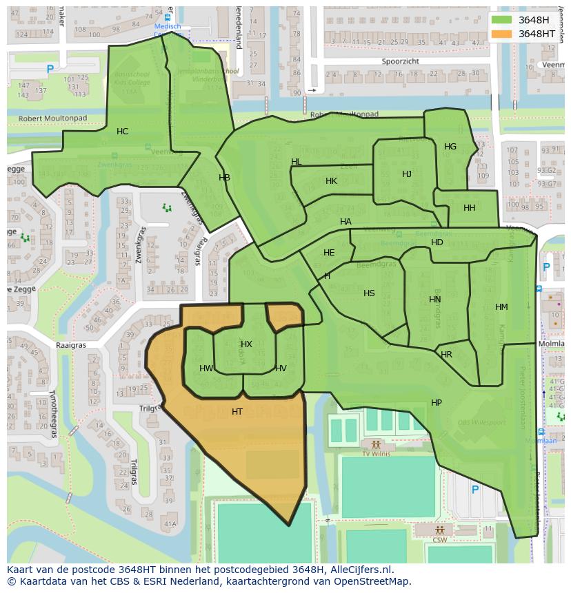 Afbeelding van het postcodegebied 3648 HT op de kaart.