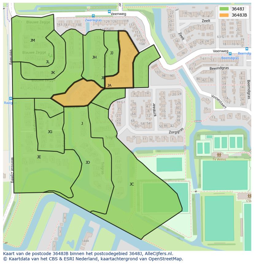 Afbeelding van het postcodegebied 3648 JB op de kaart.