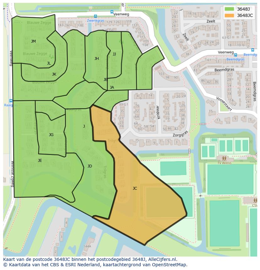 Afbeelding van het postcodegebied 3648 JC op de kaart.
