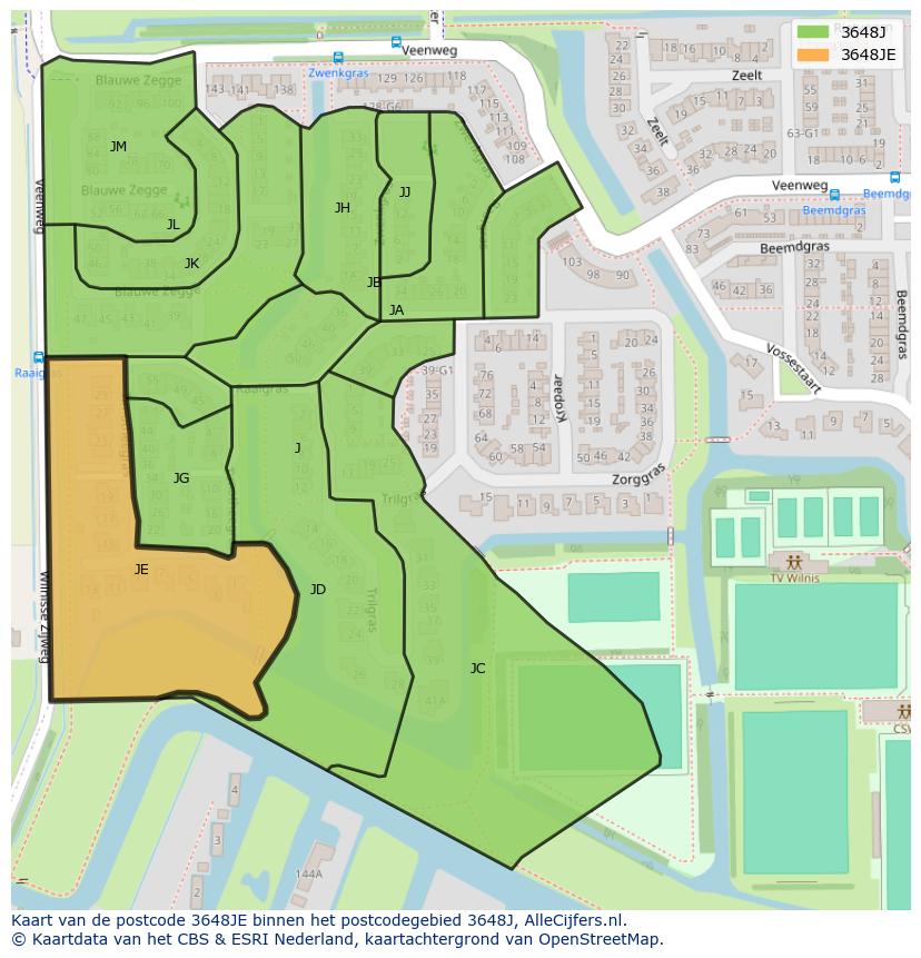 Afbeelding van het postcodegebied 3648 JE op de kaart.