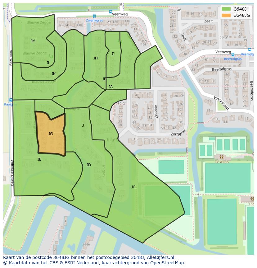 Afbeelding van het postcodegebied 3648 JG op de kaart.