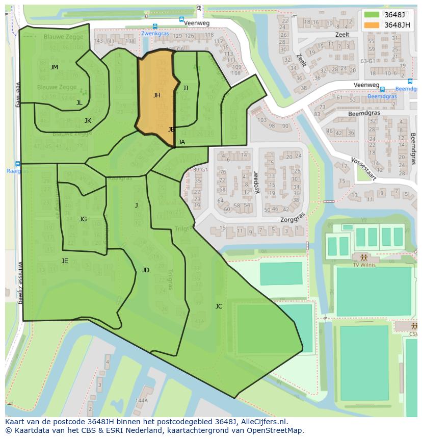 Afbeelding van het postcodegebied 3648 JH op de kaart.