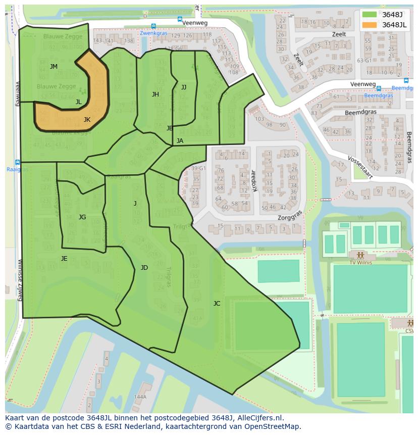 Afbeelding van het postcodegebied 3648 JL op de kaart.