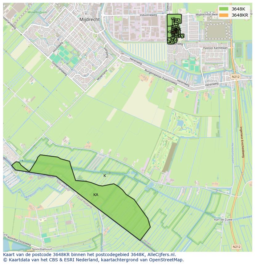 Afbeelding van het postcodegebied 3648 KR op de kaart.