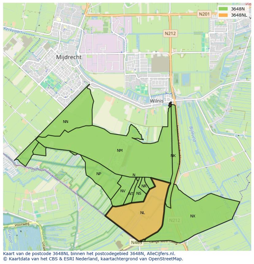 Afbeelding van het postcodegebied 3648 NL op de kaart.
