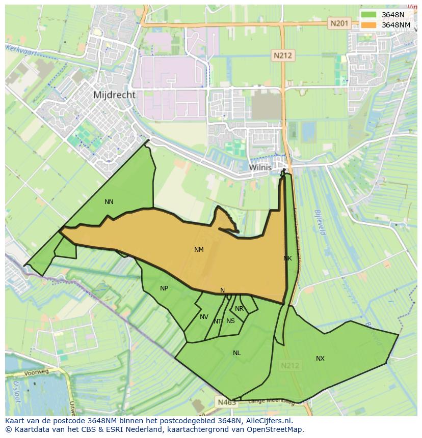Afbeelding van het postcodegebied 3648 NM op de kaart.