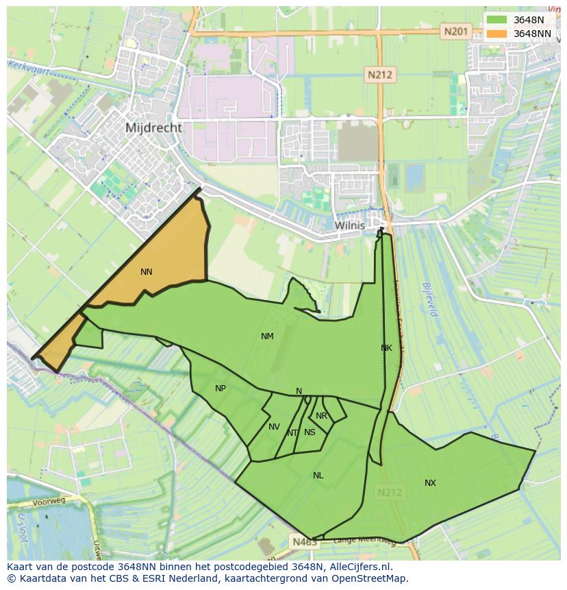 Afbeelding van het postcodegebied 3648 NN op de kaart.