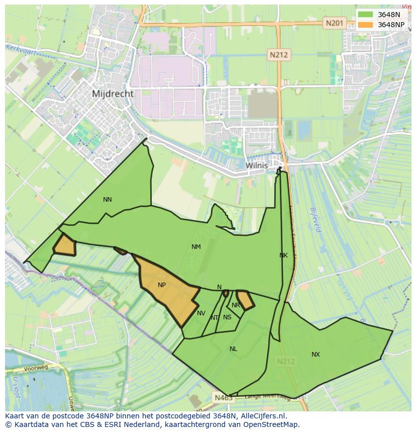 Afbeelding van het postcodegebied 3648 NP op de kaart.