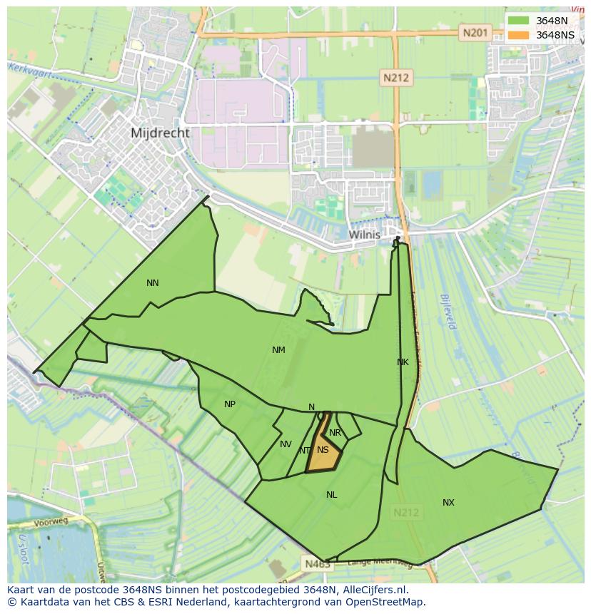 Afbeelding van het postcodegebied 3648 NS op de kaart.